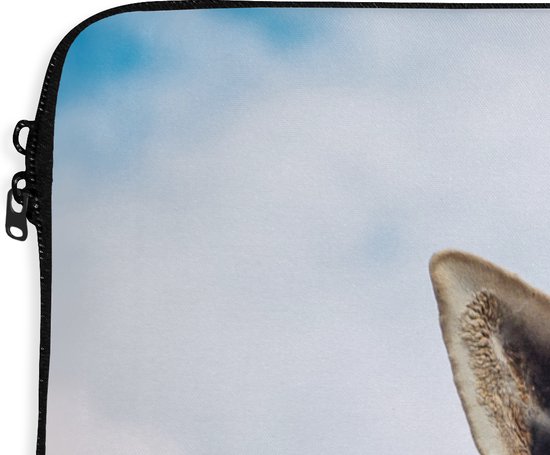 Housse ordinateur 15 pouces 38x29 cm - Funny animals - Housse Macbook & Laptop Une drôle de girafe sort la langue - Housse ordinateur portable avec photo