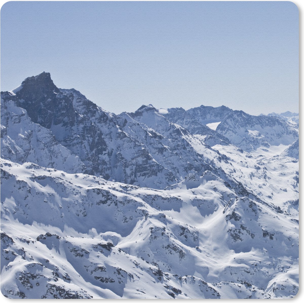 Muismat 20x20 cm - Mousepad Alpen - Berg - Sneeuw - Muismatten