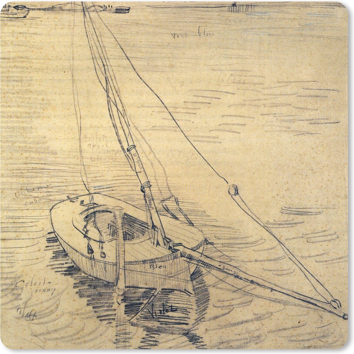 Muismat 30x30 cm - Mousepad Zeilboot op de Seine bij Asnières - Vincent van Gogh - Muismatten