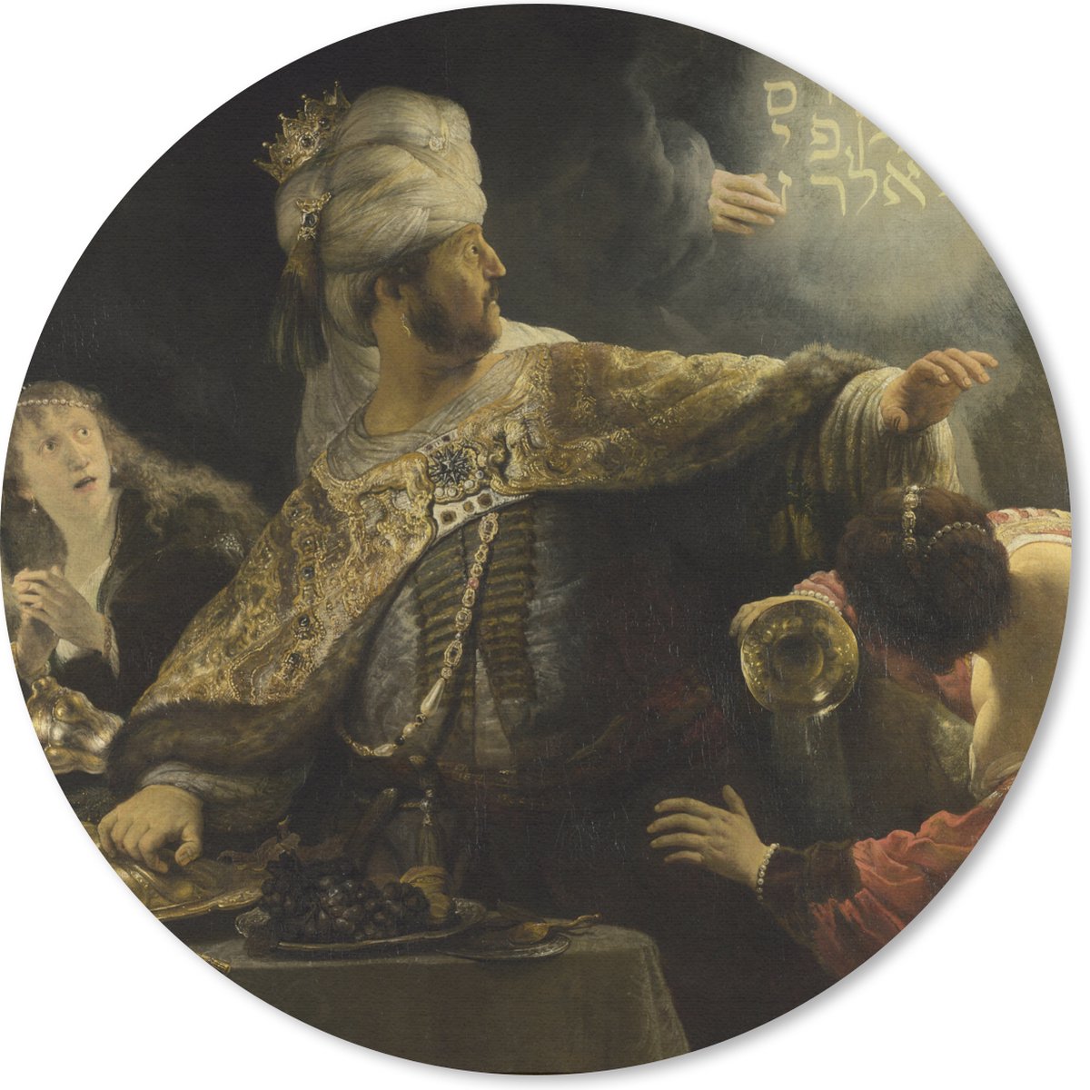Muismat rond 50x50 cm - Mousepad Het feestmaal van Belsazar - Rembrandt van Rijn - Ronde muismatten