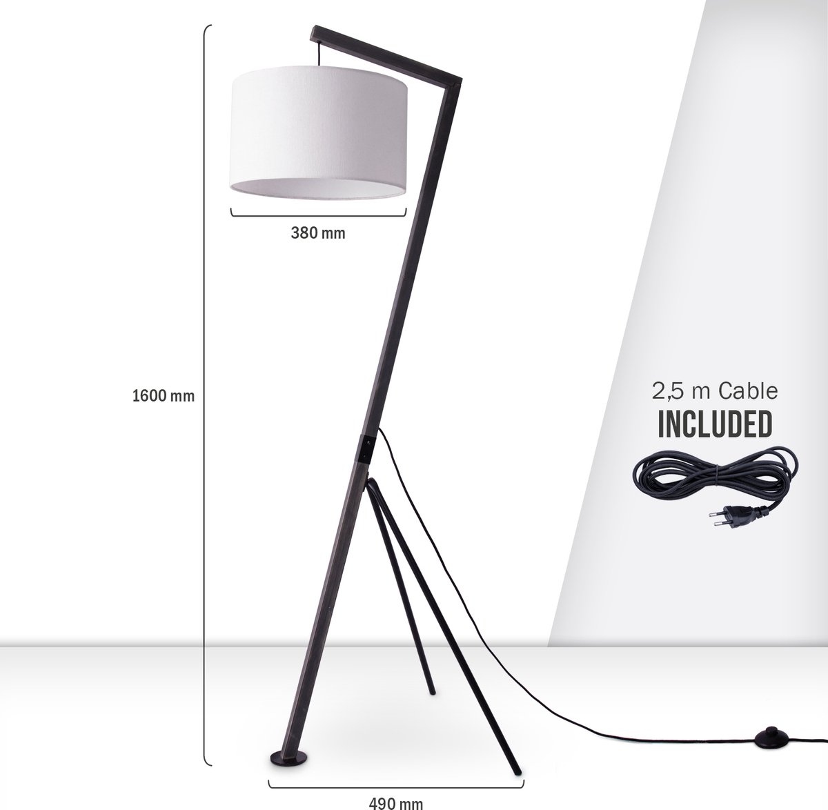 Paco HomeVloerlamp Tafellamp Woonkamer Lampenkap Leeslamp Bedlamp Galg