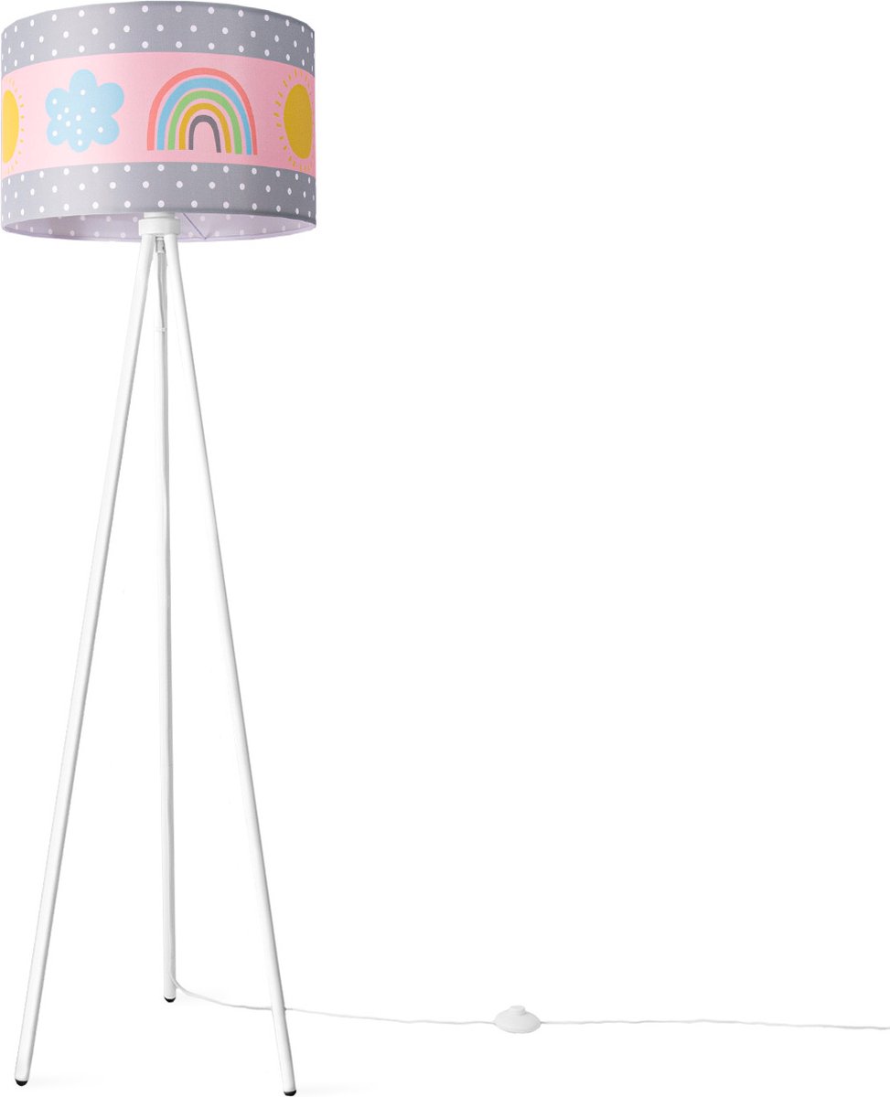 Paco Home - Vloerlamp - Kinderlamp - Kinderkamer - Lampenkap - Rond - Stoffen - Lamp - Vloerlamp - Veelkleurig E27 - Design