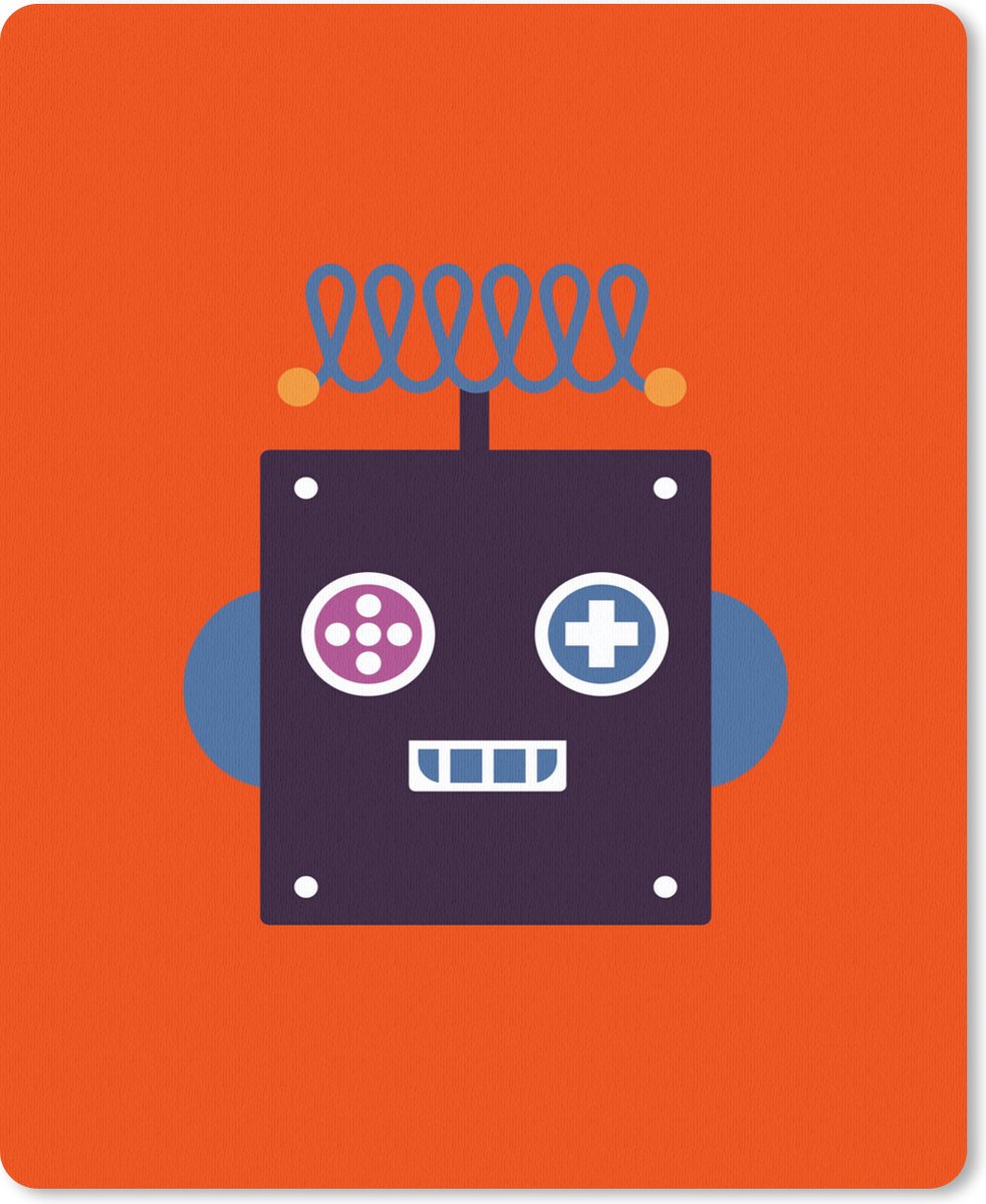 Muismat 19x23 cm - Mousepad Robot - Rood - Gezicht - Vormen - Jongens - Kids - Muismatten