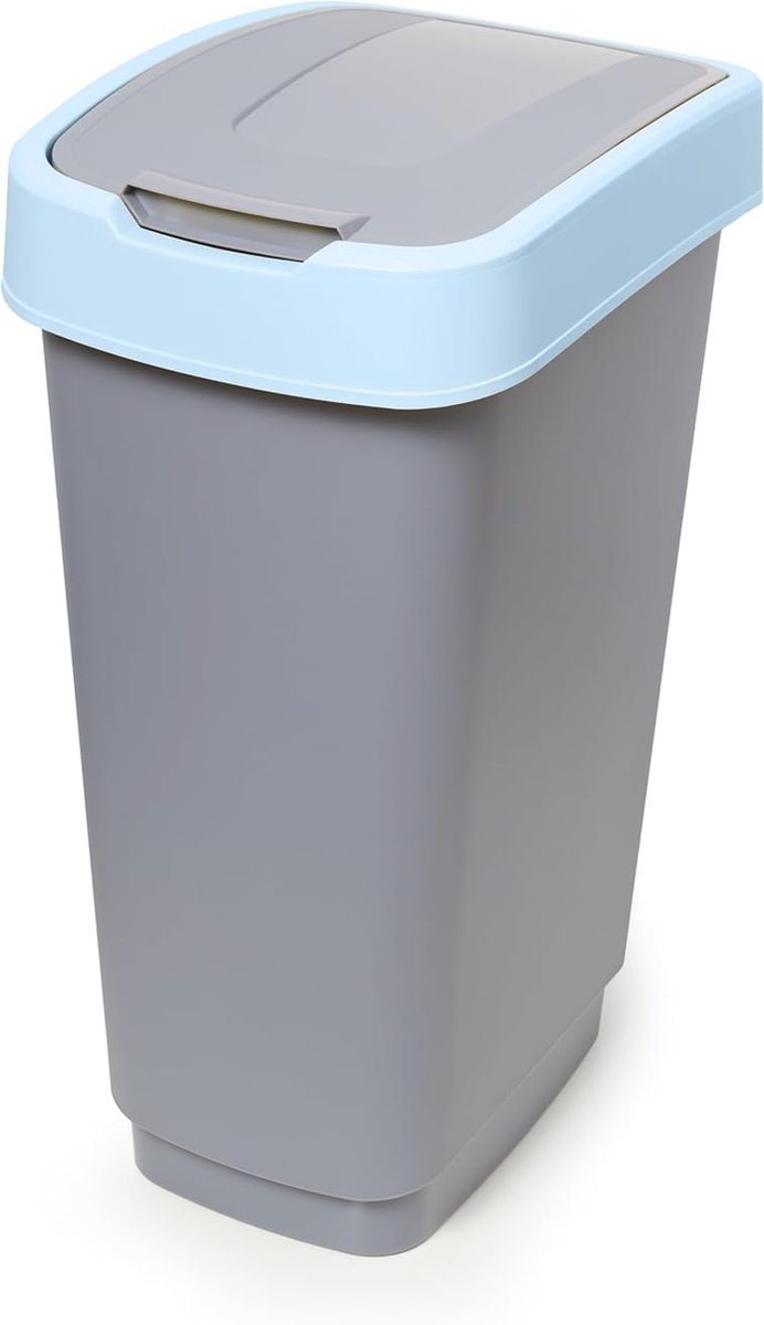 Goedkoopste Vuilnisemmer met draaibaar deksel voor afvalscheiding – 50L – Grijs-blauw – Perfect voor keuken en kantoor