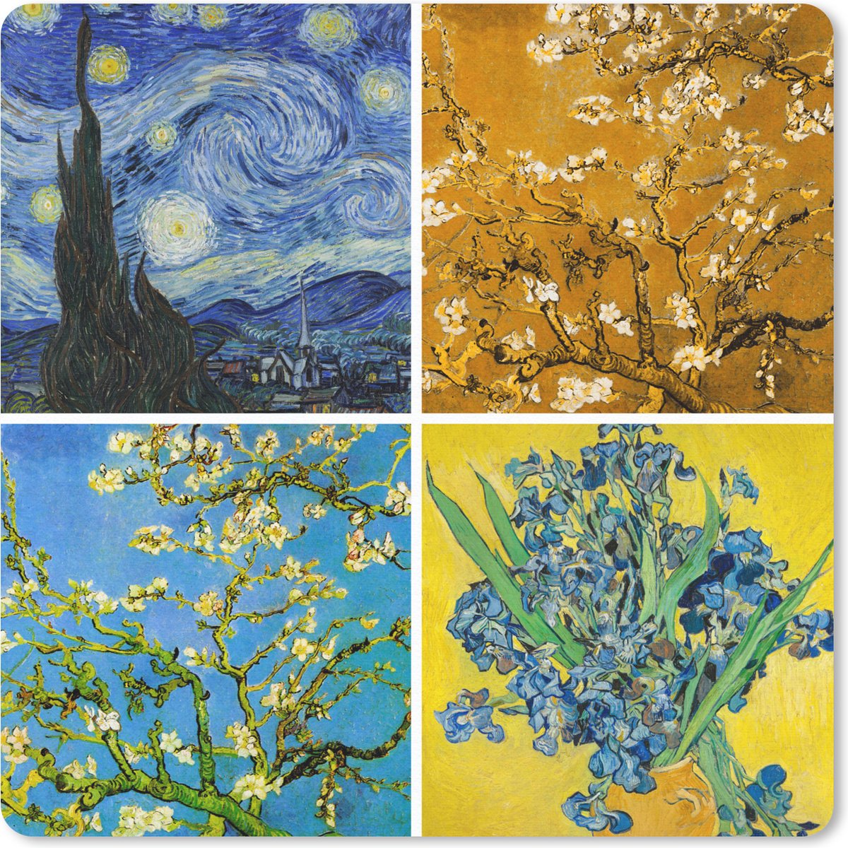 Muismat 30x30 cm - Mousepad Van Gogh - Sterrennacht - Collage - Muismatten
