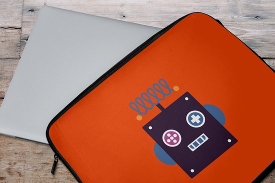 Housse pour ordinateur portable 15,6 pouces - Robot - Rouge - Visage - Formes - Garçons - Kids - Dimensions intérieures 39,5 x 29,5 cm - Dos noir