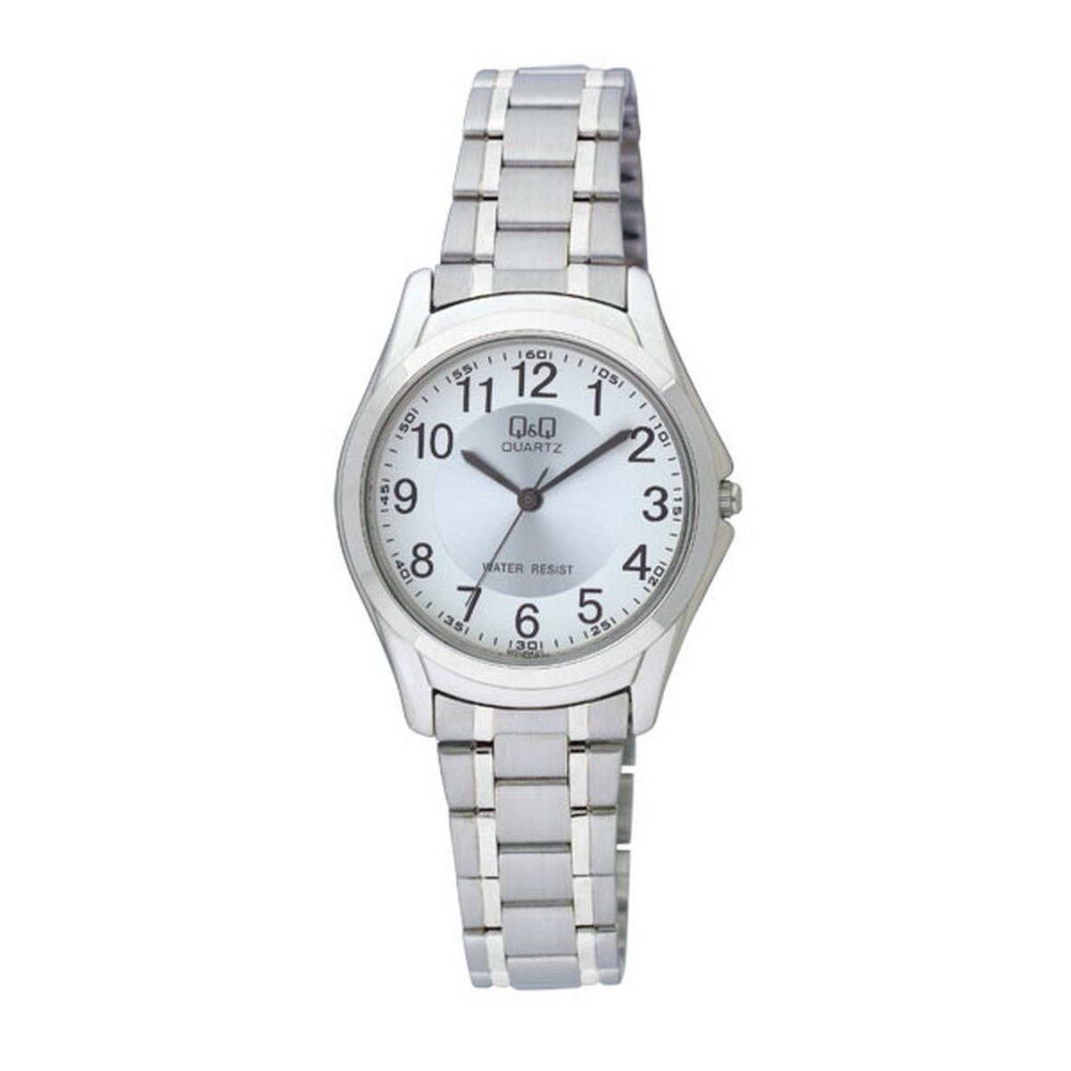 QQ Q207J204Y - Horloge - Analoog - Dames - Vrouwen - stalen band - Rond - Cijfers - Staal - Zilverkleurig - Wit - 3ATM