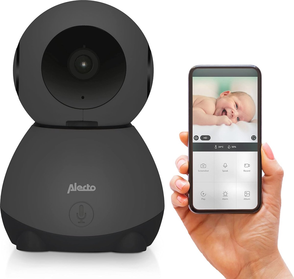 WiFi Babyfoon met 1080p HD Camera en Mobiele Telefoonbediening - Slimme Baby Monitor voor Thuis en Reizen