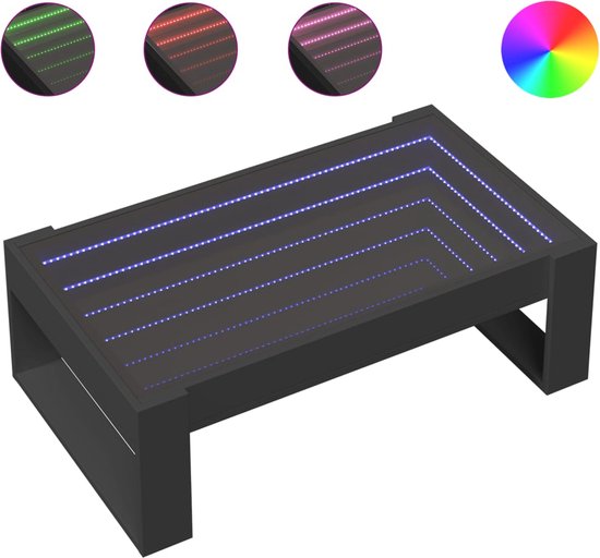 Salontafel met Infinity LED 90x50x50 cm grijs sonoma eikenkleur