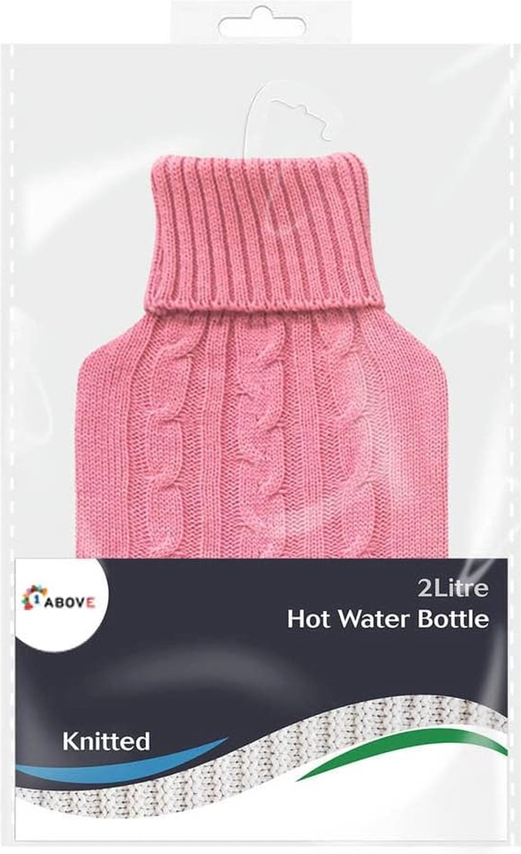 Warmwaterfles 2 liter met gebreide hoes voor pijnverlichting en comfort