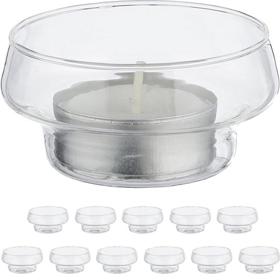 Dreamlight Theelichthouder decoratie Noblesse - set van 2 droomlicht theelichtjes glas tafeldecoratie bruiloft Pasen cadeau voor vrouwen geschenkset Moederdag - Paars Pink - hoogte 9,5/11,5 cm