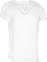 RJ Bodywear Everyday - Nijmegen - 2-pack - stretch T-shirt diepe V-hals - wit -  Maat L