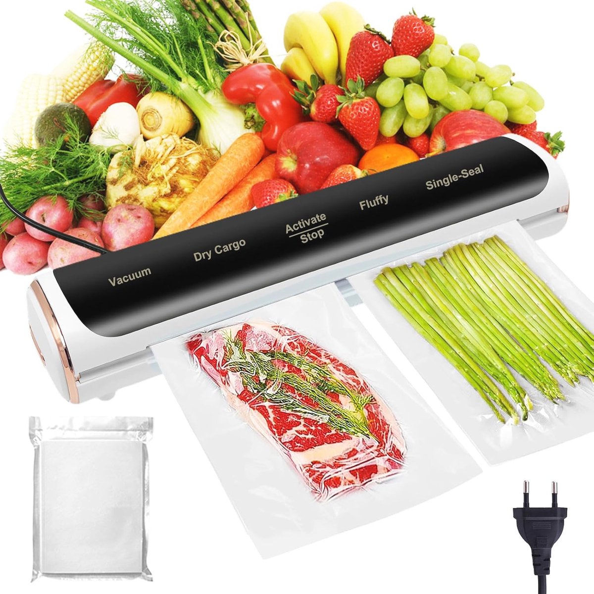 Vacuümmachine, 5-in-1 vacuümapparaat, folielasapparaat incl. 100 vacuümzakken