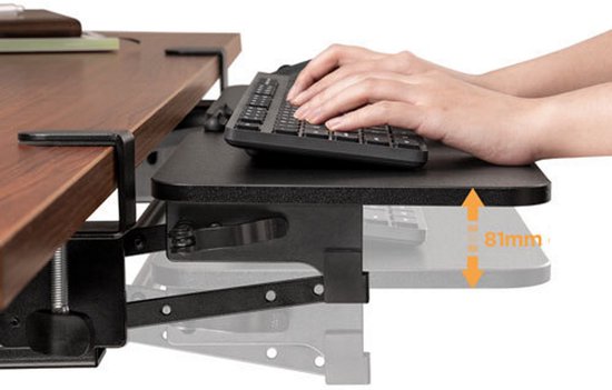 Onder bureau toetsenbord lade, toetsenbord schuifplatform, ergonomische bureau verlenger lade, uitschuifbare toetsenbord lade met draaibare C-klem, voor thuiskantoor, eenvoudige montage (Color : D
