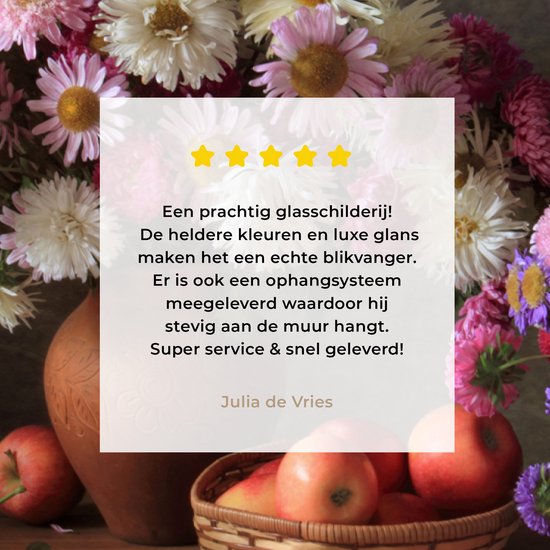 MuchoWow® Peinture sur verre 60x40 cm - Peinture sur verre acrylique - Fleurs - Fruits - Nature morte - Rose - Photo sur verre - Décoration murale salon - Décoration murale chambre - Peintures