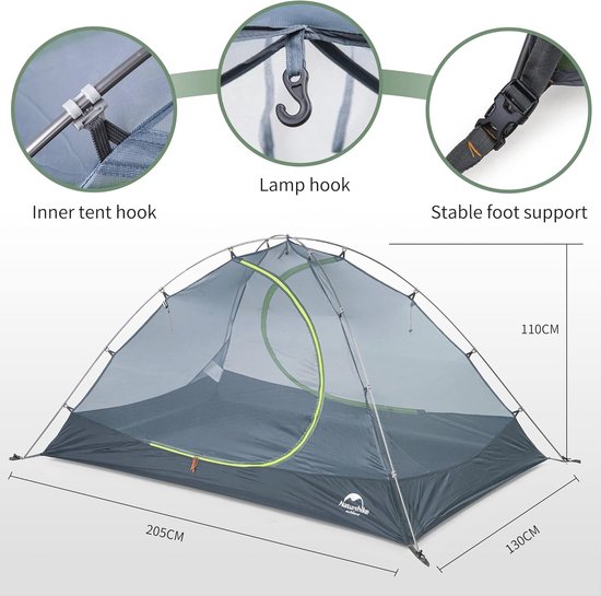 Lichtgewicht backpacking tent voor camping en wandelen - 2-persoonstent Hillock met vest kamperen voor beginners van Hillock — afbeelding 3