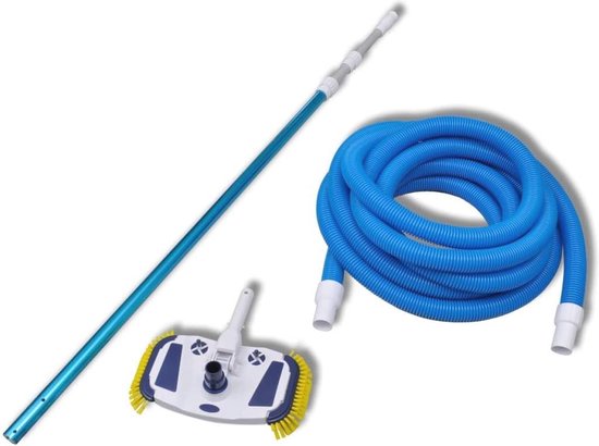 Draagbare stofzuiger voor zwembaden, zwembadstofzuiger, zwembadzuiger, vloerzuiger met telescoopstang en borstel, zwembadreiniging, vloerzuiger voor zwembad, spa, vijver, whirlpools