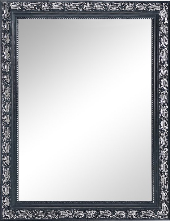 Miroir - Trion Jonca - 55x70 - Miroir mural dans cadre - Argent - Bois
