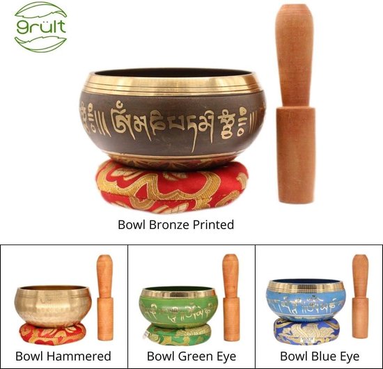 Originele Tibetaanse klankschaal op sokkel - handgemaakt in Nepal - genezing bewustzijn meditatie singing bowl set van Asian Import. — afbeelding 5