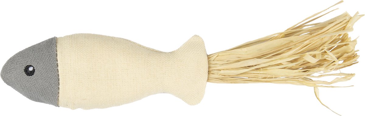 Flamingo Natural Fun Vis - Kattenspeelgoed - 20 cm Grijs Beige