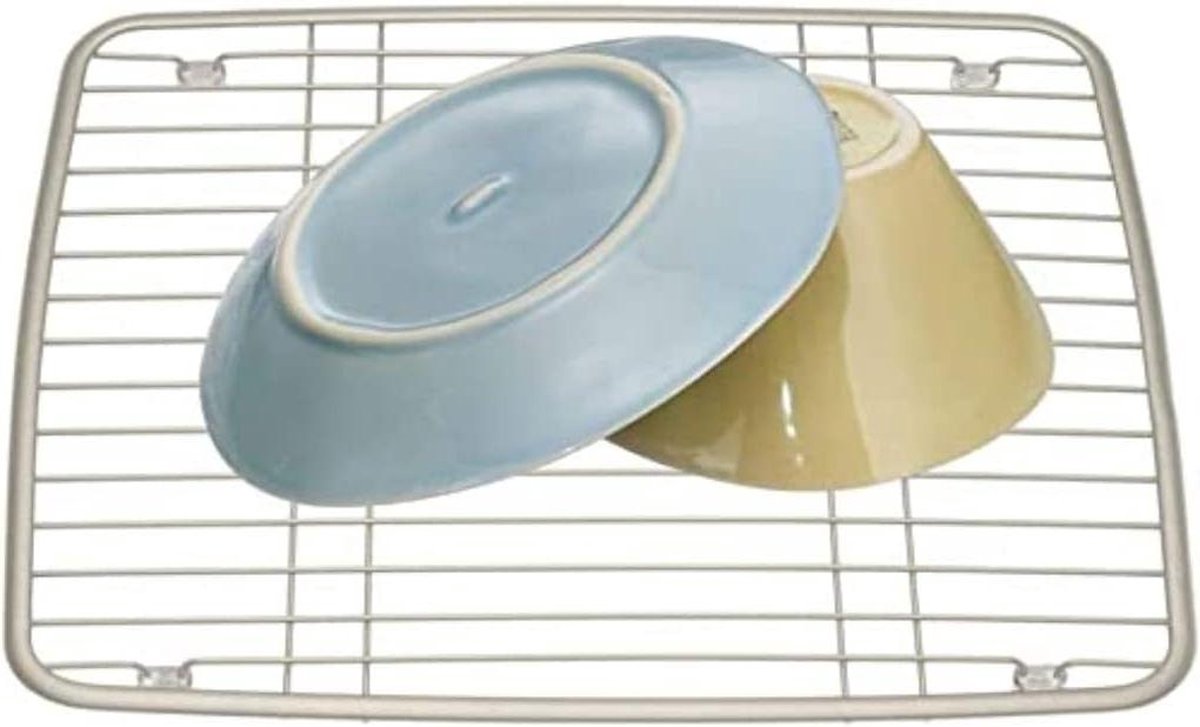 Goedkoopste iDesign Axis afdruiprek voor spoelbak - klein metalen rek - mat zilver - ruimtebesparend afdruiprek curver