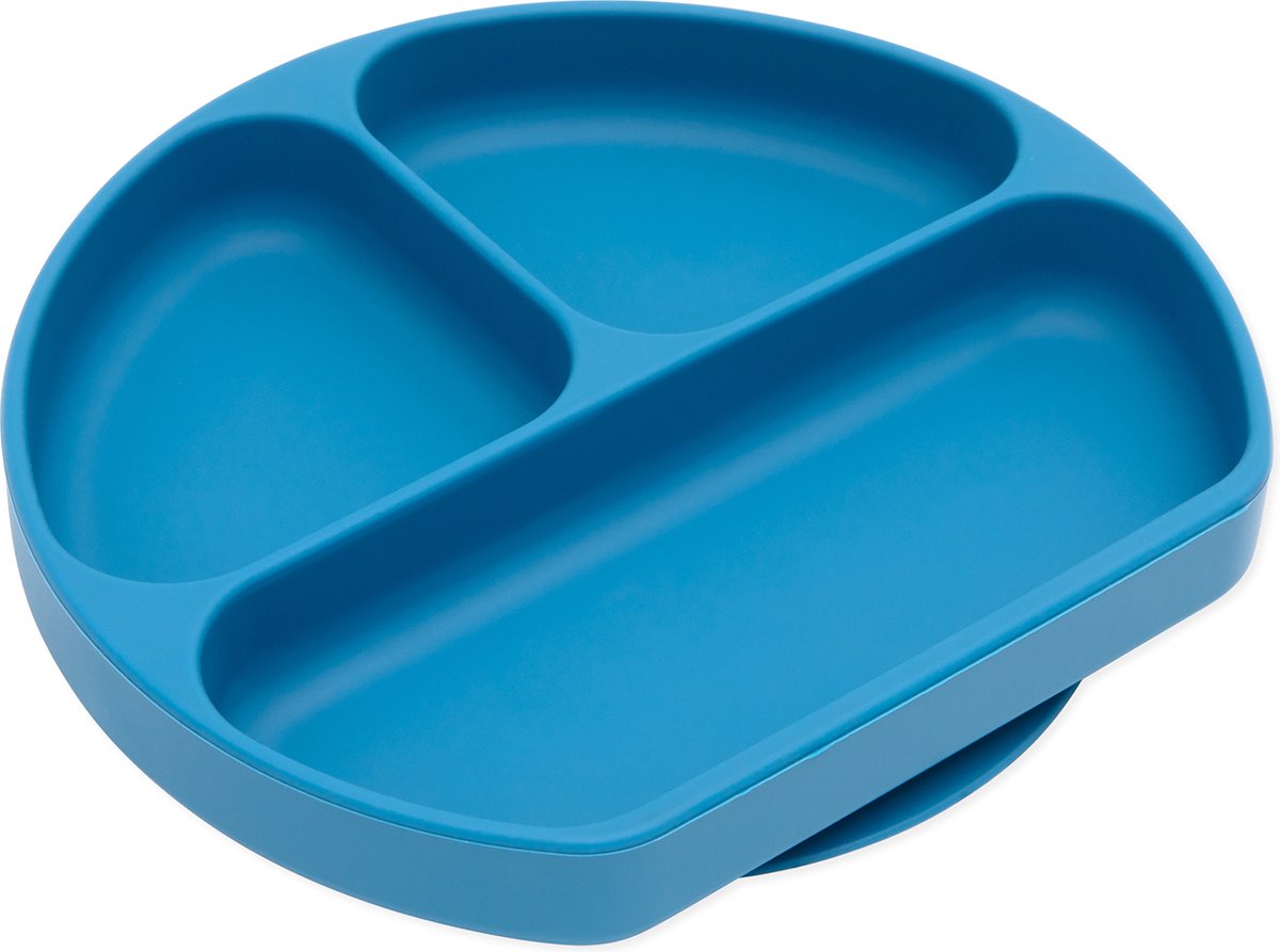 Bumkins - Siliconen vakjesbord met zuignap (3 vaks) - Donkerblauw