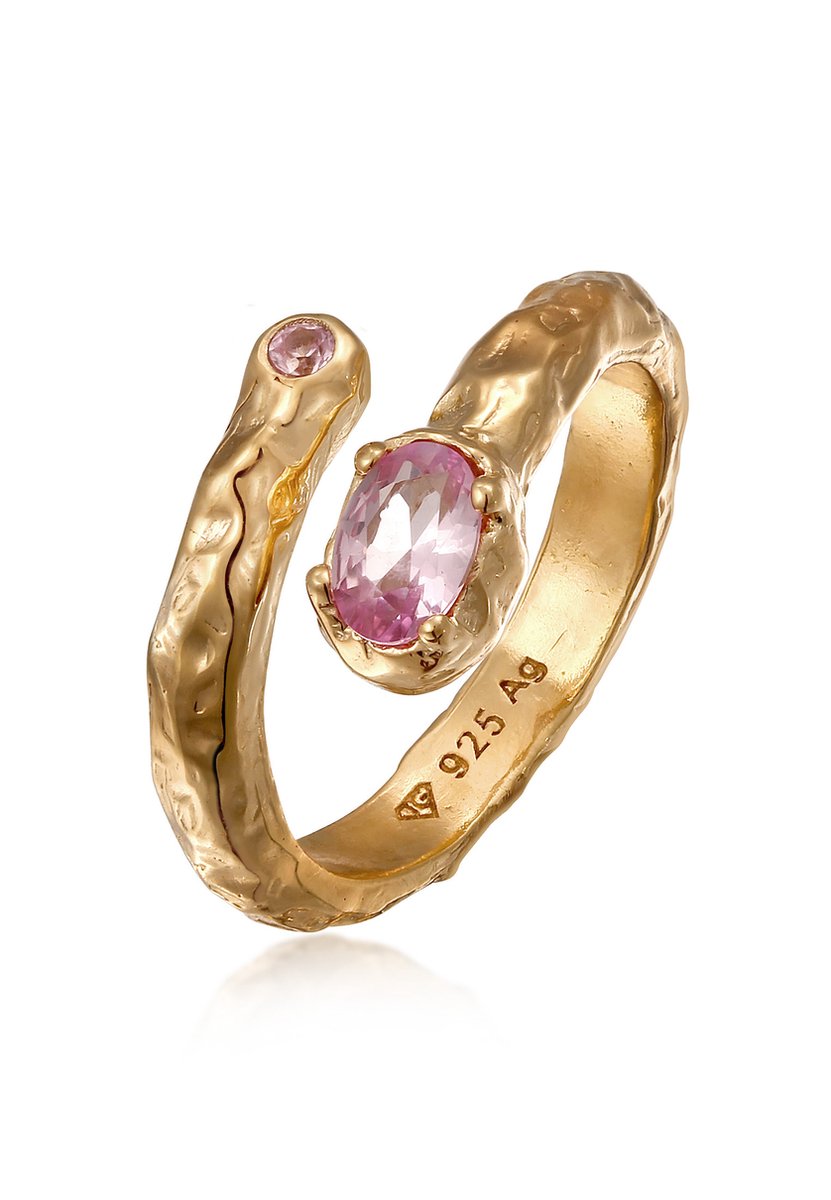 Haze & Glory - Ring - Synthetischer Saphir Pink 925 Sterling Silber vergoldet - Dames