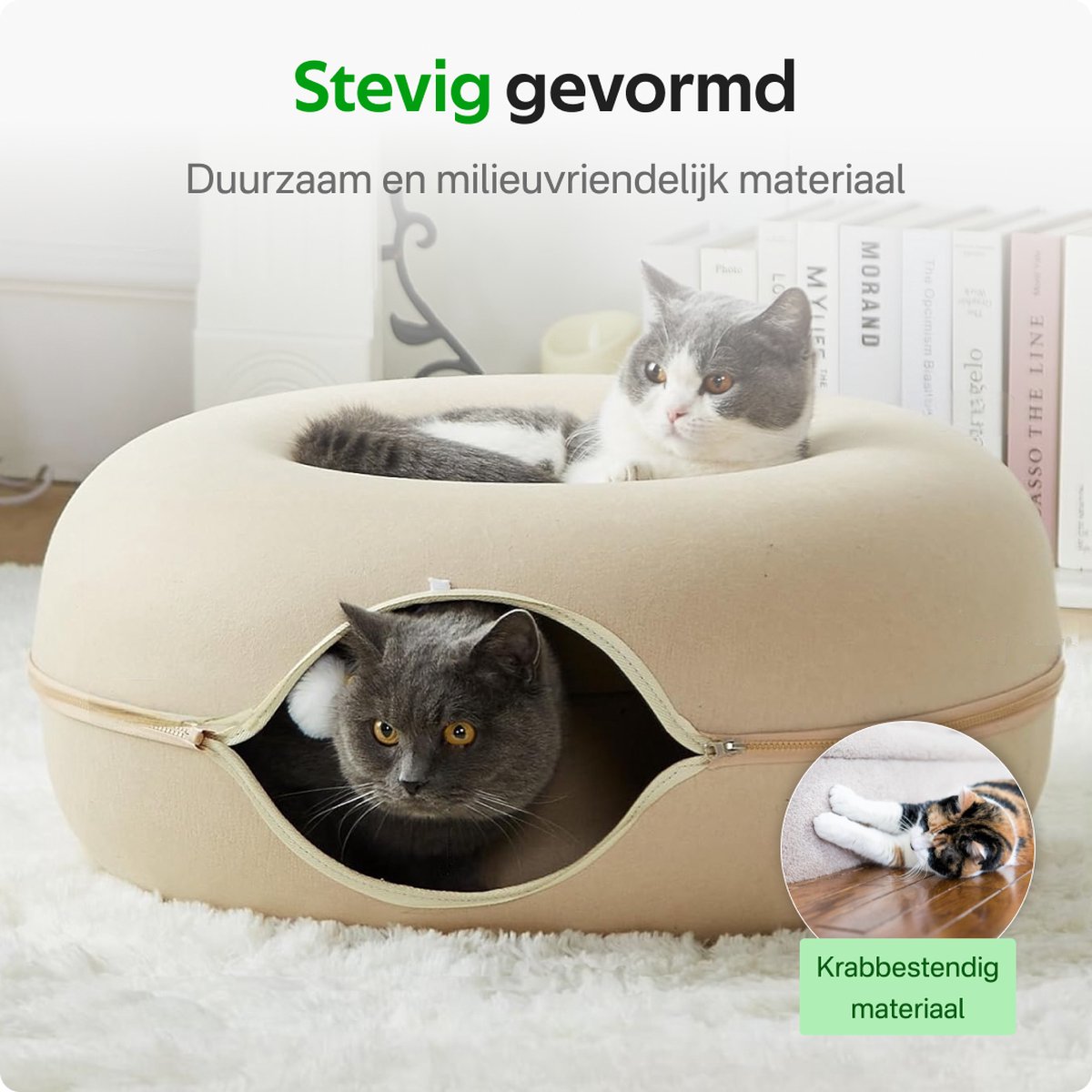 MEWOOFUN Groot kattenbed, stevig houten poten, verhoogde