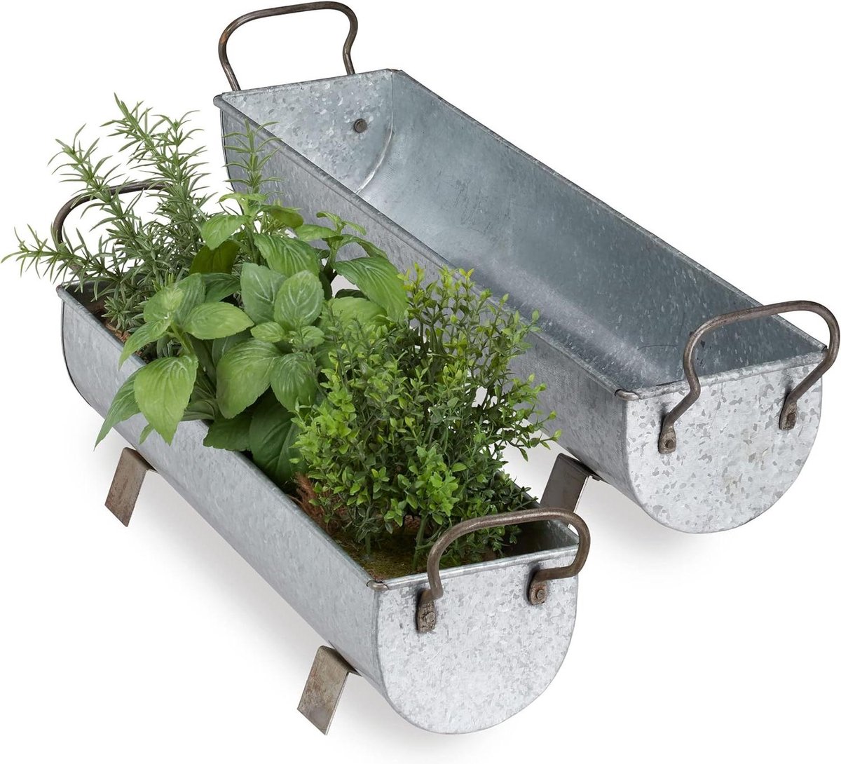 Lot De 2 Pots De Fleurs Nobles Aspect Rouille Décoration