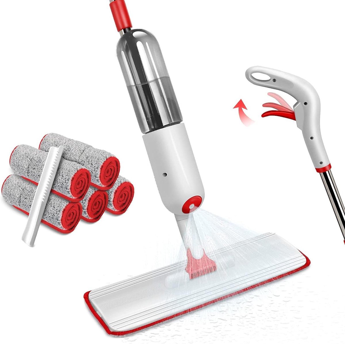 Microvezelspray dweil - natte en droge vloerreiniging - 5 wasbare pads - 500 ml spuitfles