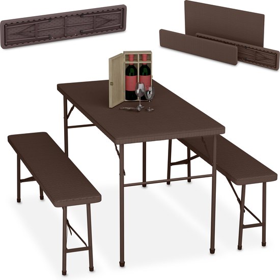 Biertafel met banken handig als campingset