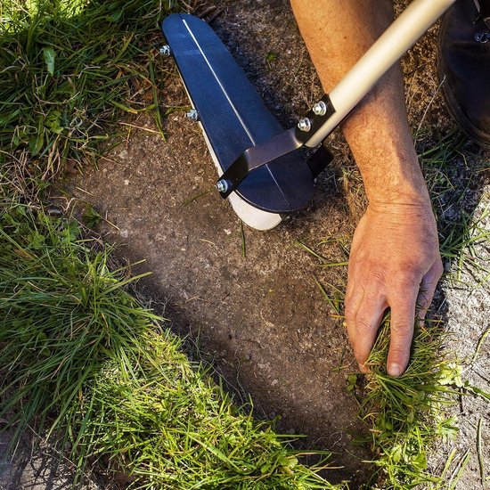 BARAYSTUS Gazonkantensnijder, handmatig, roestvrijstalen randtrimmer voor tuin en binnenplaats, met scherp lemmet en verstelbare lange handgreep (78-148 cm