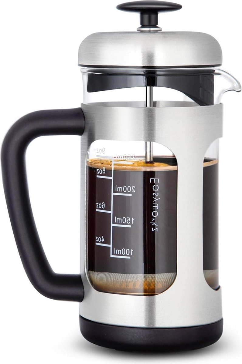 Roestvrij-Staal-Franse-Pers-350ml-Koffiemaker-Cafetière-met-Hittebestendig-Borosilicaatglas