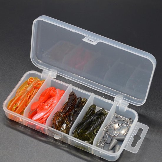 16 x Rubber Fish Texas Rig Fishing Rod Set - Offset Hooks and Bull ...