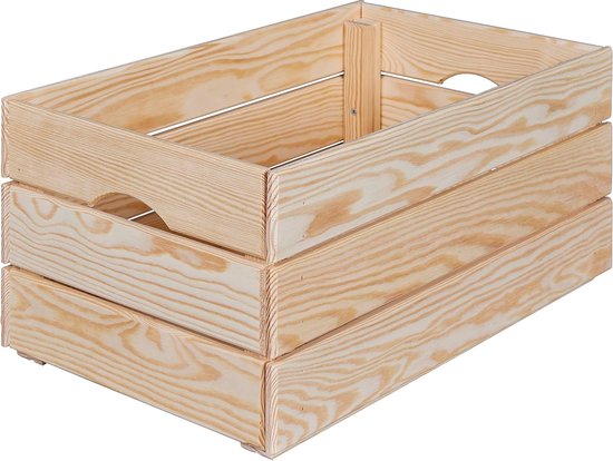 Inter Link - Wooden box, stacking box, solid wood, storage box, for fruits, vegetables, wine, garden, bathroom, playroom, space saving, practical, 65