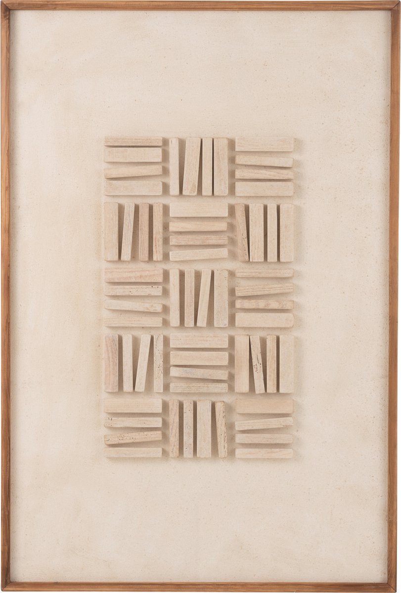wanddecoratie John - dennenhout/canvas - wit