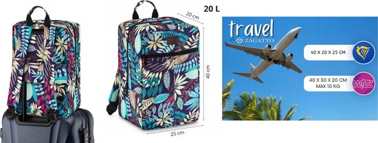 Foto: Reisrugzak 40 x 20 x 25 cm handbagage voor vliegtuig wizzair ryanair 20l de praktische rugzak is perfect voor reizen werk en dagelijks gebruik super lichtgewicht lichte handbagage rugzak reistas weekendtas