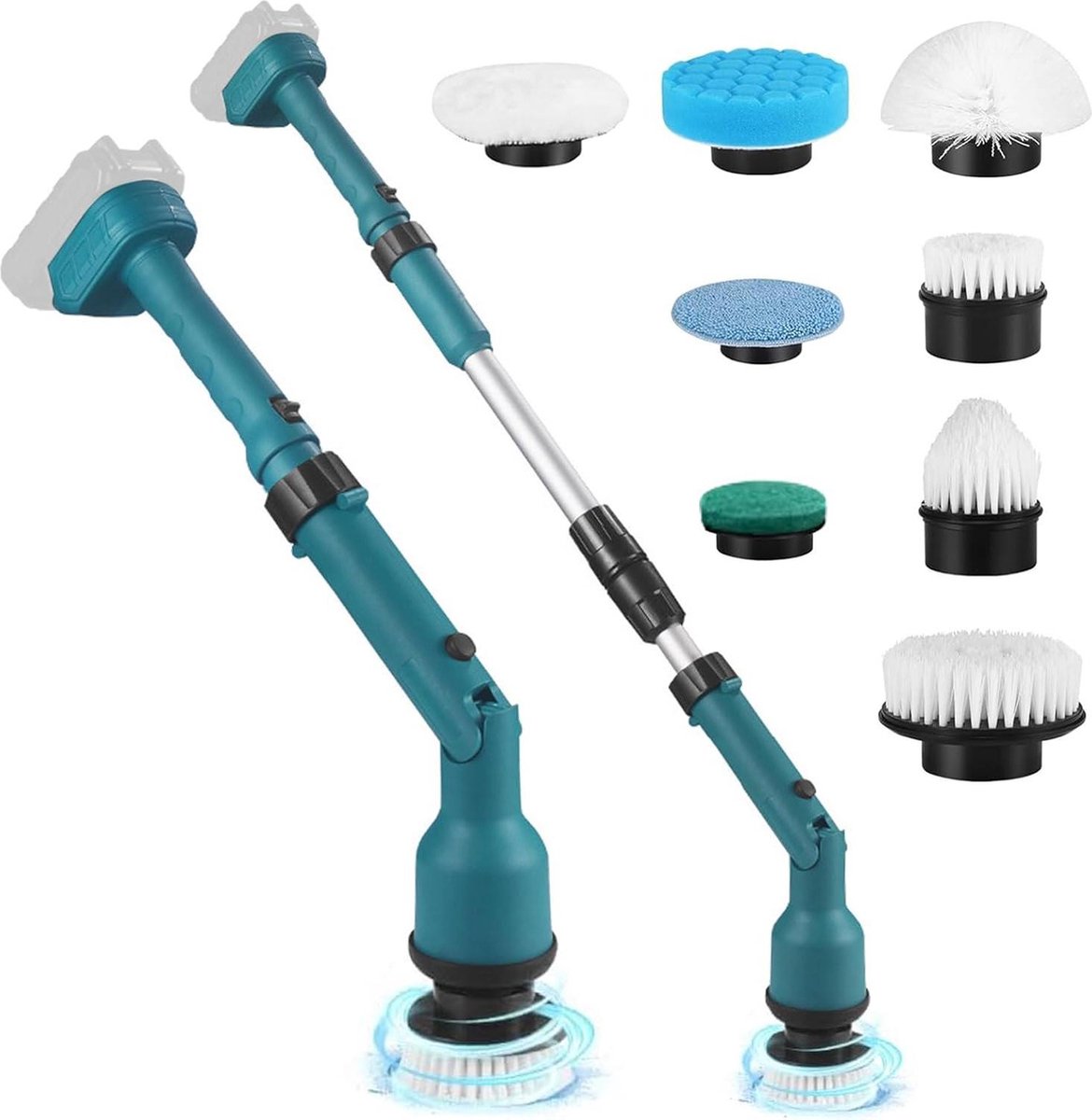 Goedkoopste Elektrische reinigingsborstel Spin Scrubber met 8 verwisselbare borstelkoppen - 2 snelheden - voor badkamer keuken auto vloer.