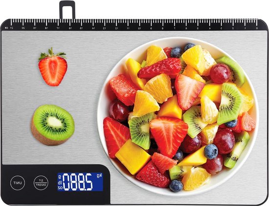 Diyife Keukenweegschaal met 2 Platforms 10kg/1g & 500g/0.01g, Dual Function Digitale Keukenweegschaal met 7 Eenheden, Tarra, PCS, Auto-Off, voor Keuken, Juwelen, Bakken, Koken, Batterijen Inbegrepen
