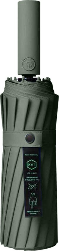 Parablu Parapluie Pliant Coupe-Vent à 16 baleines, Grand Parapluie Pliant à Ouverture Automatique, Coupe-Vent, Parasol UV, Vert foncé