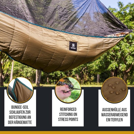 Foto: Isomatten onderdeken voor hangmatten warmtebescherming en comfort ultralicht outdoor hangmat accessoire draagbare draagzak camping essential herbruikbare verpakking 280 x 120 cm coyote bruin 