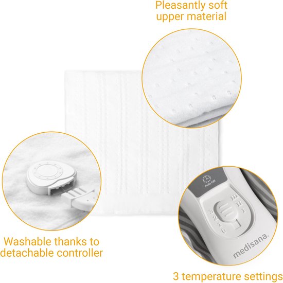 medisana HU 665 Elektrische onderdeken - warmtedeken - 3 warmtestanden - 1- persoons deken - onderdeken - 80 x 150 cm- elektrische warmte onderdeken