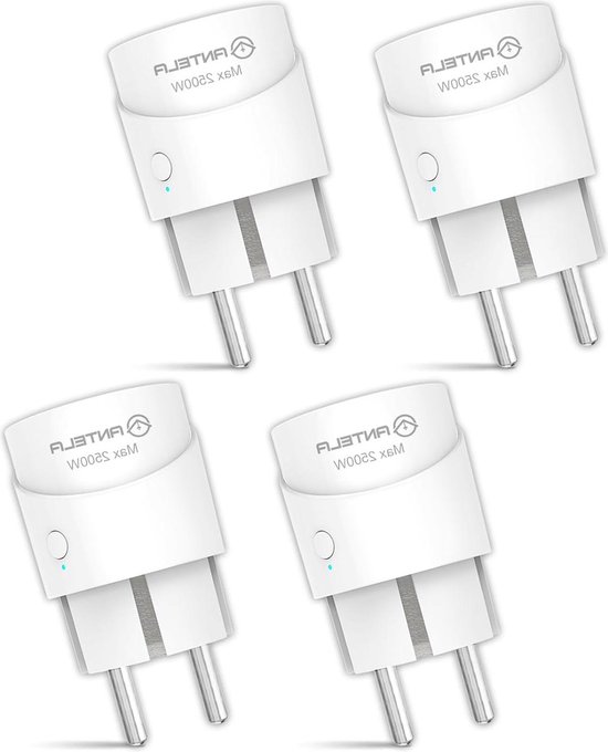 Intelligent wifi-stopcontact, 16 A, 3680 W, Smart Plug compatibel met Alexa en Google Home, energiebewaking, app-afstandsbediening, spraakbesturing, timer, wit, 1 stuk