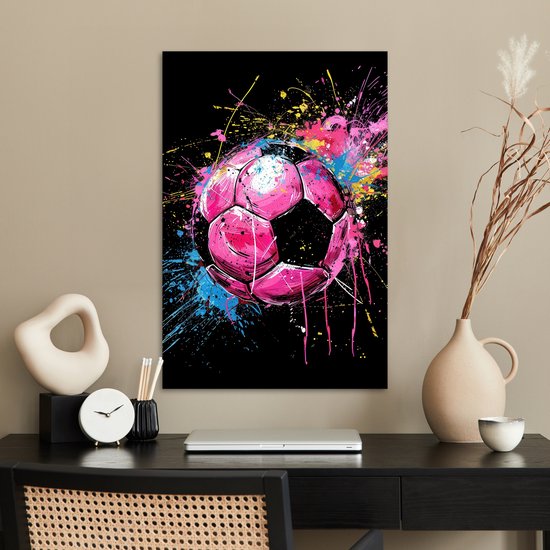 Poster 40x60 cm - Graffiti - Sport - Voetbal - Ballon - Rose - Posters - Décoration murale chambre ado - Décoration chambre ados - Accessoires chambre jeunesse ado