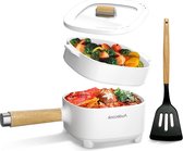 Bol.com Elektrische hot pot stoompan 2 liter anti-aanbakpan keramisch glazuur draagbare multikoker ramen steak ei havermout soep... aanbieding