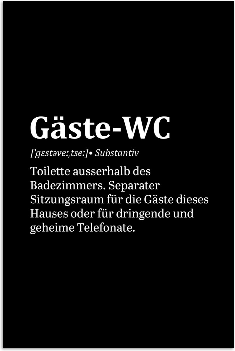 Poster 40x60 cm - Quotes - Gäste-wc - Definitie - Zwart - Spreuk - Posters - Wanddecoratie