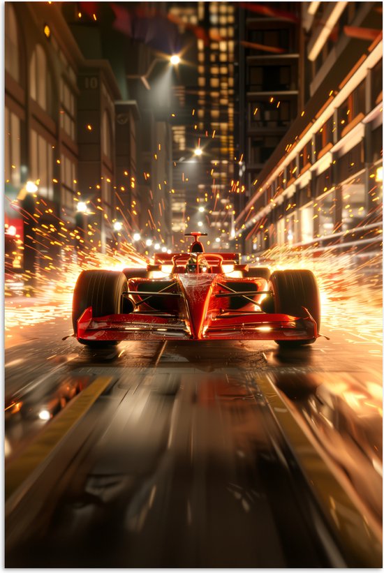 Poster 60x90 cm - Formule 1 - Auto - Race - Goud - Jongens - Posters - Wanddecoratie tienerkamer - Kamer decoratie voor tieners - Tiener jeugdkamer accessoires