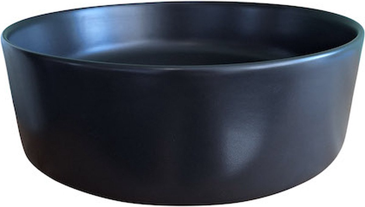 LINEA UNO - Venta 37 - Mat zwart - Waskom - - Keramiek - Rond - 251068