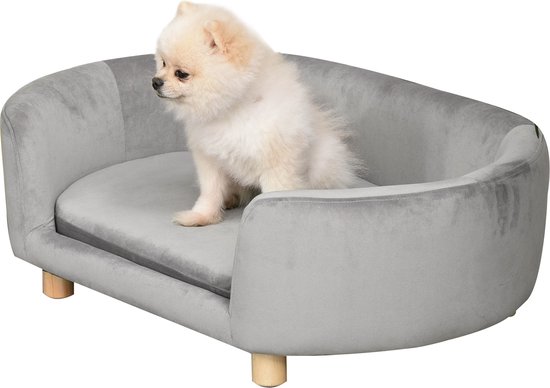 PawHut Hondenbank hondensofa katten honden berkenhout modern lichtgroen D04-167