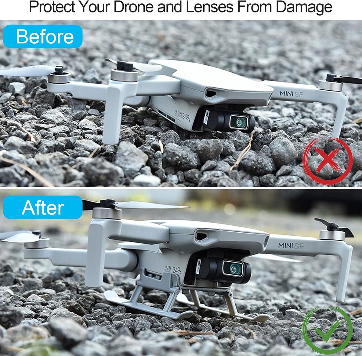 Opvouwbare landingswagen grijs voor DJI Mavic Mini/2/SE drone met geavanceerde landingsgereedschap. – foto 5
